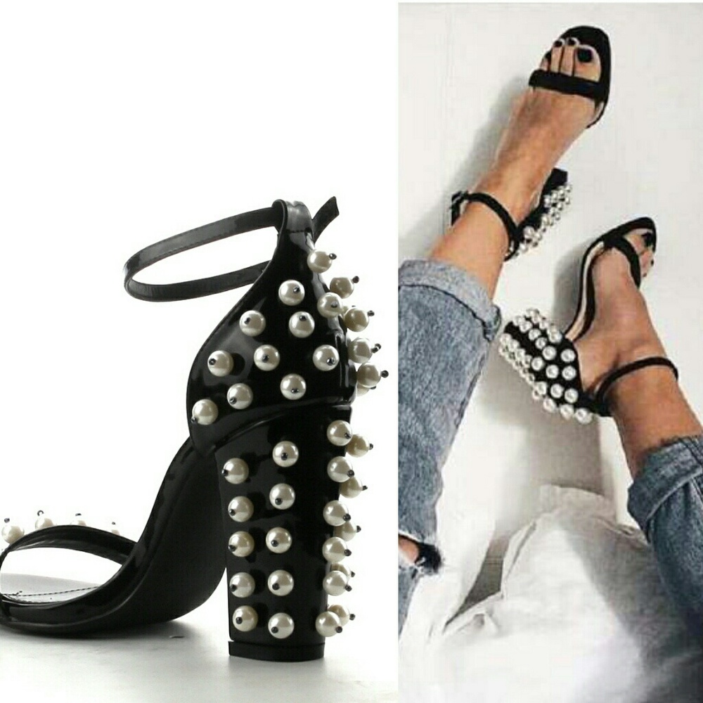 Pearl Black Patent Sandals